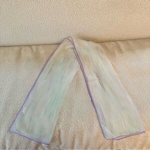VTG Japanese Nylon Rectangle Scarf Pastel Purple Watercolor Stripe 13in X 42in